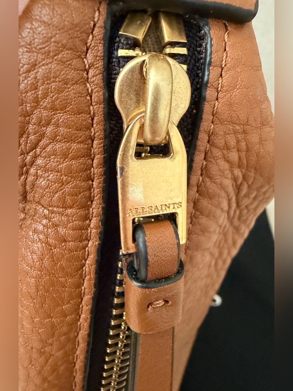 All Saints Half Moon Leather Crossbody - Sepia Brown - Picture 8 of 13